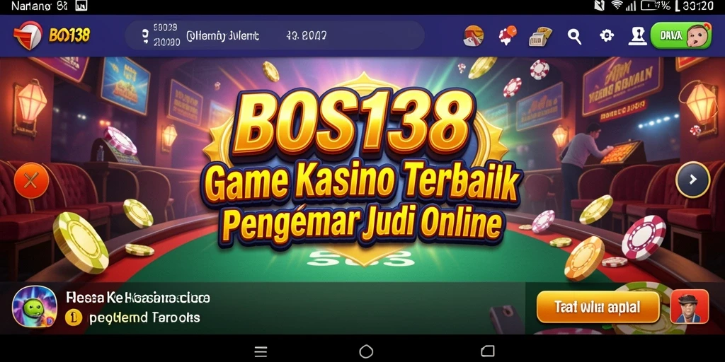 Screenshot permainan BOS138 menampilkan suasana kasino yang mendebarkan.