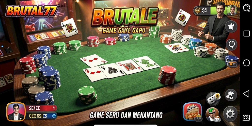 Tampilan gameplay BRUTAL77 yang seru saat bermain Gaple.