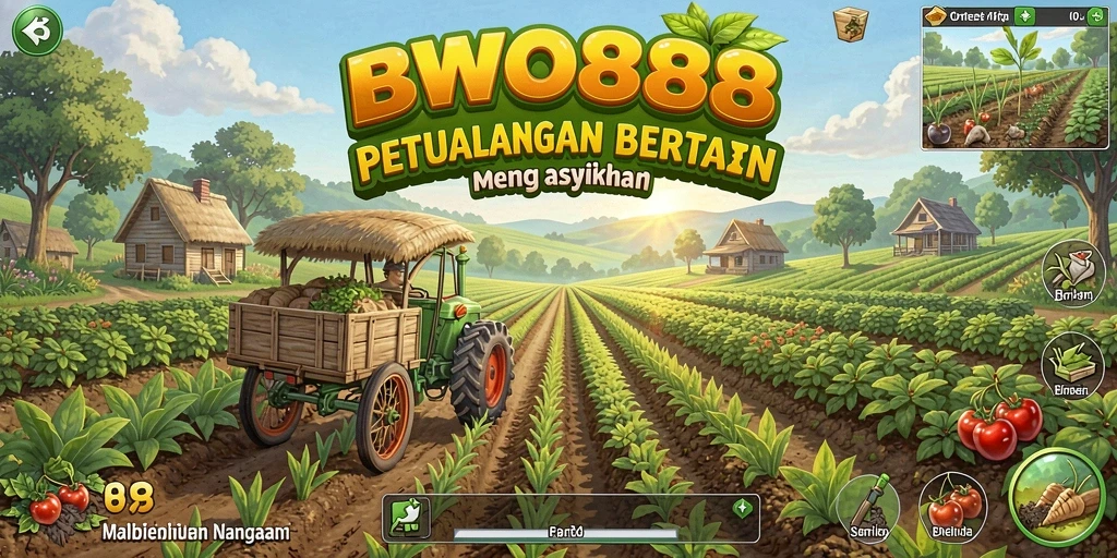 Gameplay BWO888 menampilkan aktivitas bertani seru dan interaksi sosial antara petani.