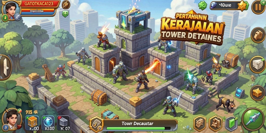 Tampilan gameplay seru GATOTKACA123 dalam pertahanan tower.
