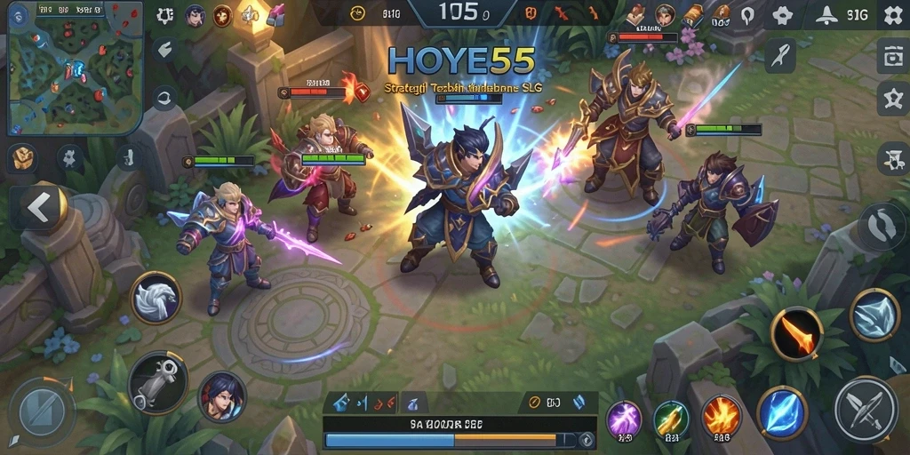 Tampilan gameplay HOYE55 menampilkan aksi strategis yang seru.