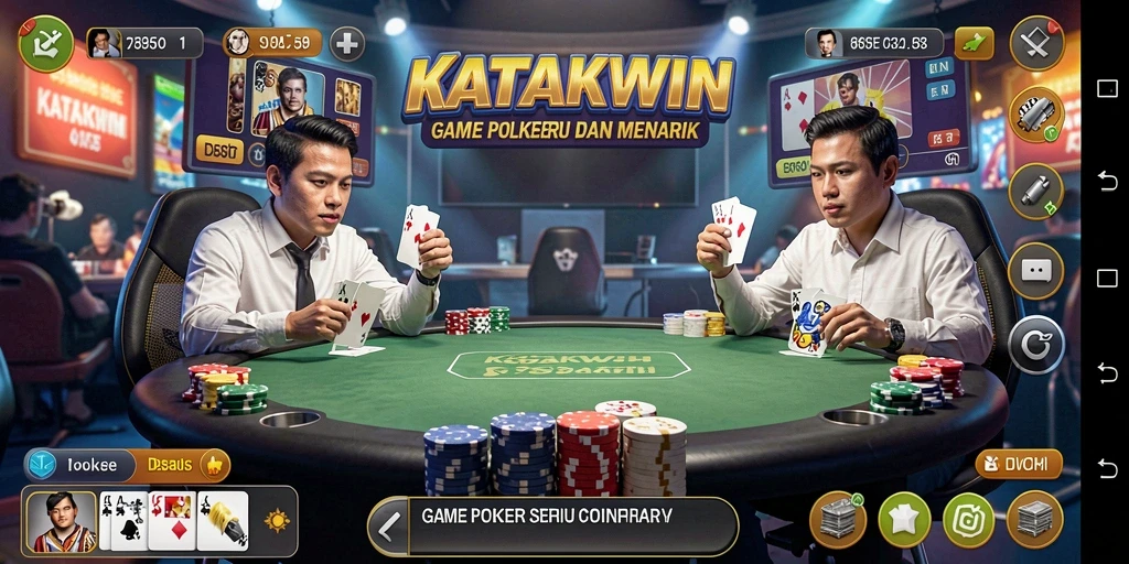 Tampilan gameplay KATAKWIN dengan suasana poker yang mendebarkan.