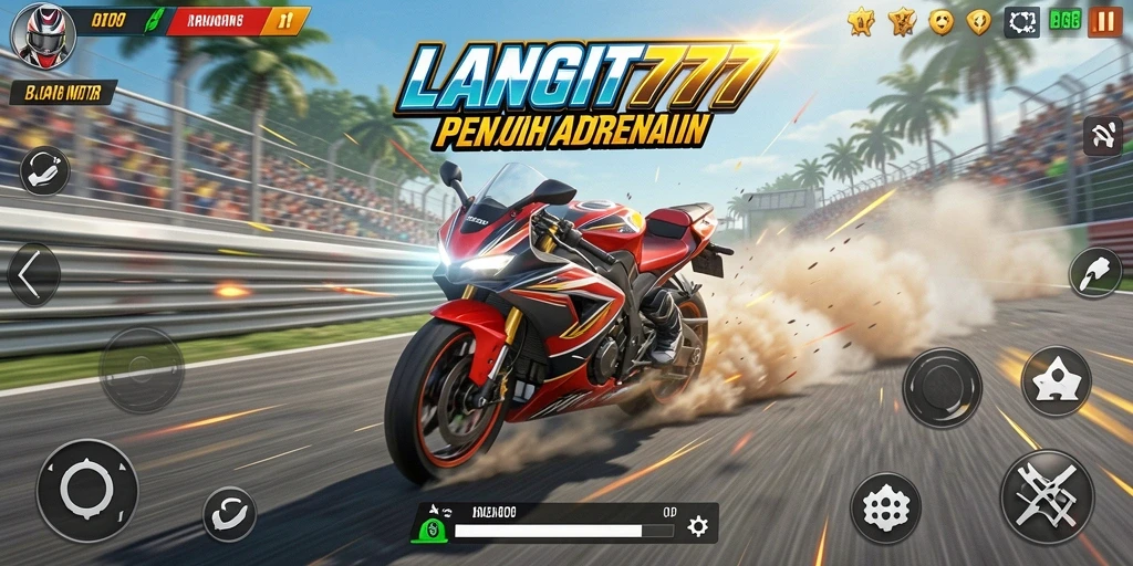 Screenshot LANGIT777 menunjukkan aksi balapan motor yang mengesankan.