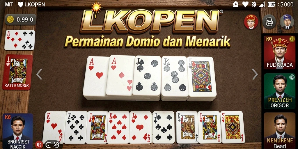 Screenshot gameplay <strong>LKOPEN</strong> dengan pemain yang bersaing di papan Domino.