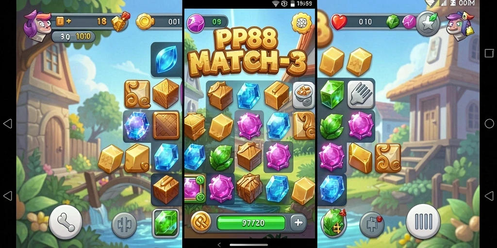 Gameplay seru PP88 dengan tantangan Match-3 yang menarik.