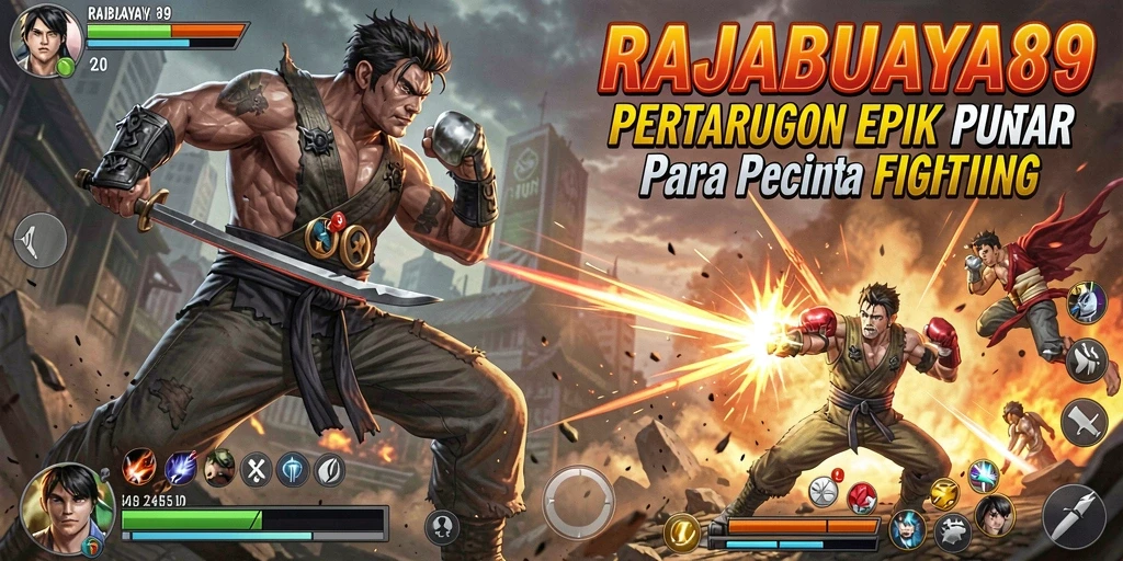 Screenshot utama RAJABUAYA89 menampilkan pertarungan epik antara karakter-karakter kuat.