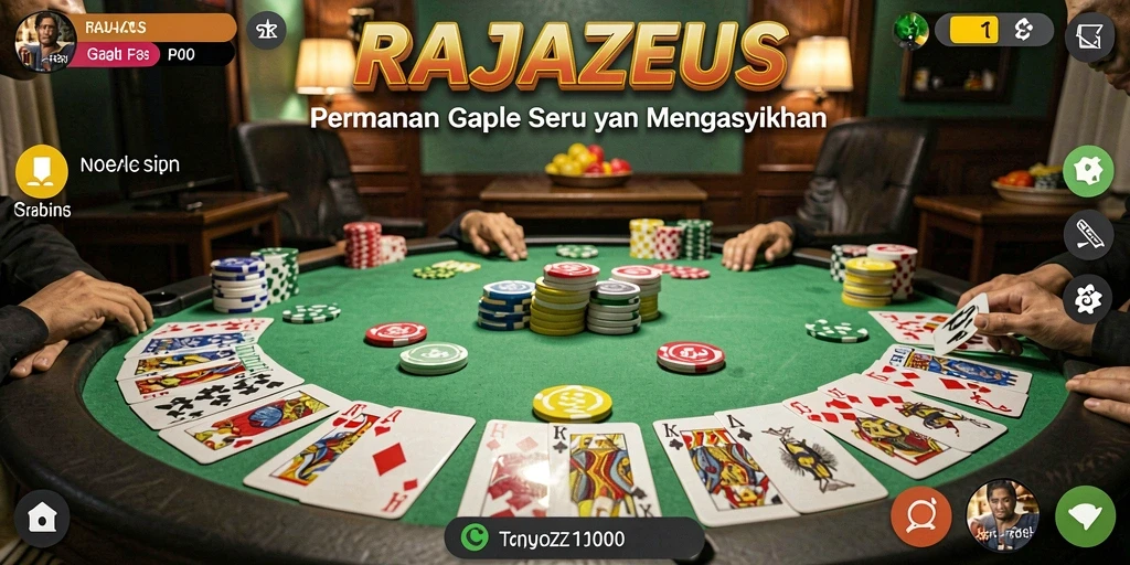 Tampilan menarik dari gameplay RAJAZEUS dengan kartu Gaple.