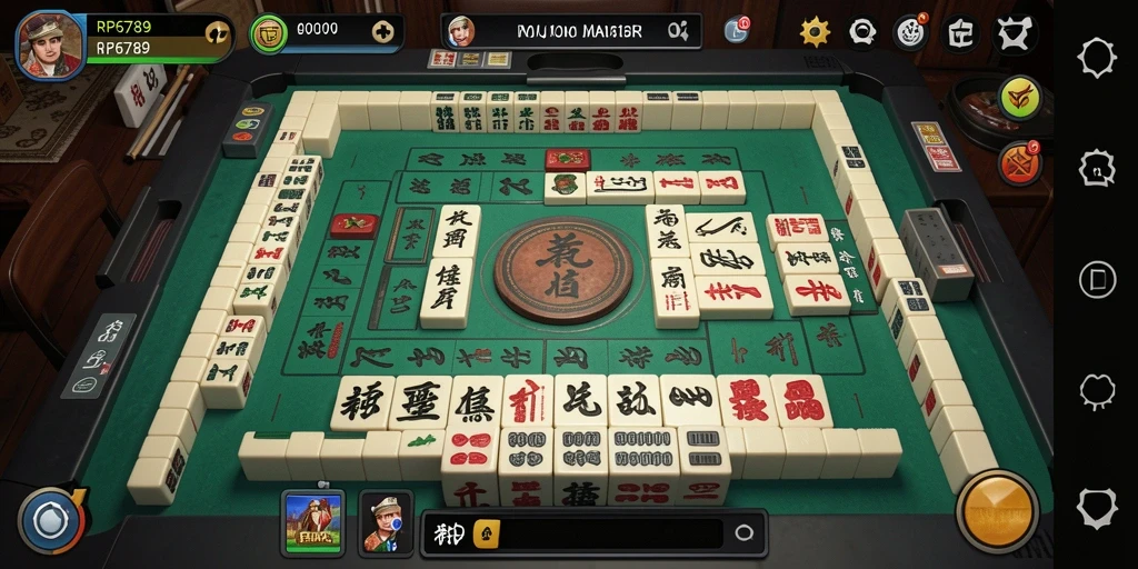 Screenshot gameplay seru RP6789 dengan papan Mahjong.