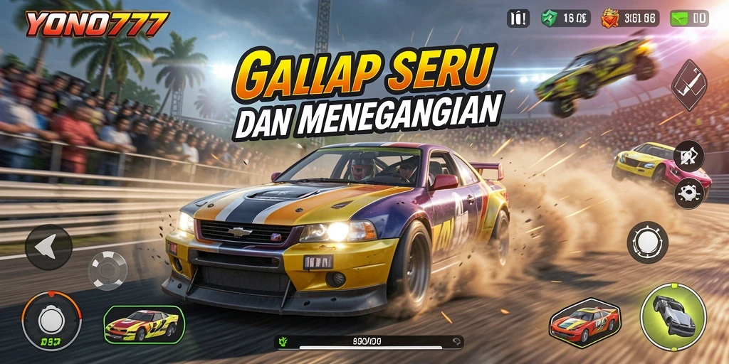 Tangkapan layar YONO777 menampilkan aksi balap cepat dan seru.